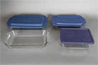 Pyrex Glass Casseroles- 3 w/ Covers