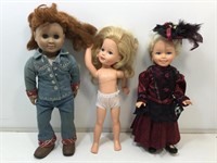 3 vintage dolls.