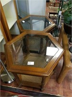 Set of 2 glass top side tables