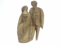 CERAMIC STATUE OF WALKING COUPLE UNMARKED