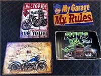 4 x Mancave Tin Signs