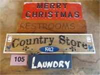 4 WOODEN SIGNS