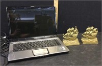 HAND CAST BOOKENDS & HP LAPTOP