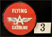 Flying A Gasoline Metal Sign, 12"