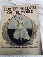 Vintage Sheet Music,'For The Freedom Of The World'