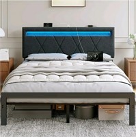 ROCHECASA, Bed Frame with USB Charging Socket and