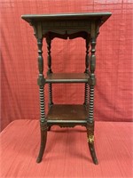 Mahogany three tier plant stand with turned and