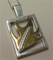 Sterling Silver & Brass Pendant Necklace