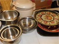 Serving Trays and Stainless Steel Bowls with