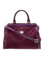 Tory Burch Purple Suede Leather Handle Bag