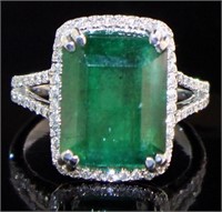 14kt Gold 8.46 ct GIA Emerald & Diamond Ring