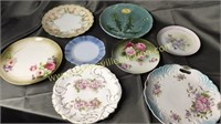 Group of 8 plates/saucers- hand painted,majolica,