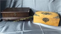 Old tin lined box and dresser box