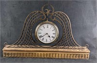 Vintage Style Prestige Metal & Wooden Mantel Clock