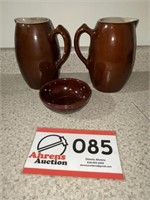 2 half gallon stoneware pitchers, 9” T Mar Crest