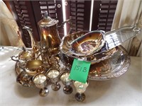 Silver coffee service  plate stand misc 18 pieces