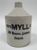 Vintage Fred'n Myll Co Detroit Stoneware Jug