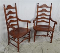 2 Captain Ladder Back Bent & Bros Wood Chairs