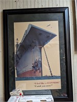 VTG Guinness Beer Warship Framed Ad