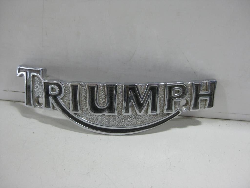 Vtg Triumph Motorcycle Gas Tank Badge