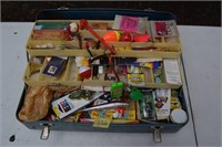 152: Tackle box full of lures, fishing items, etc