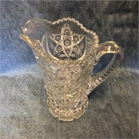 Pressed Glass Pitcher / Vase 11 3/8" tall