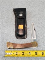 G96 5" Pocket Knife w/ Leather Holster