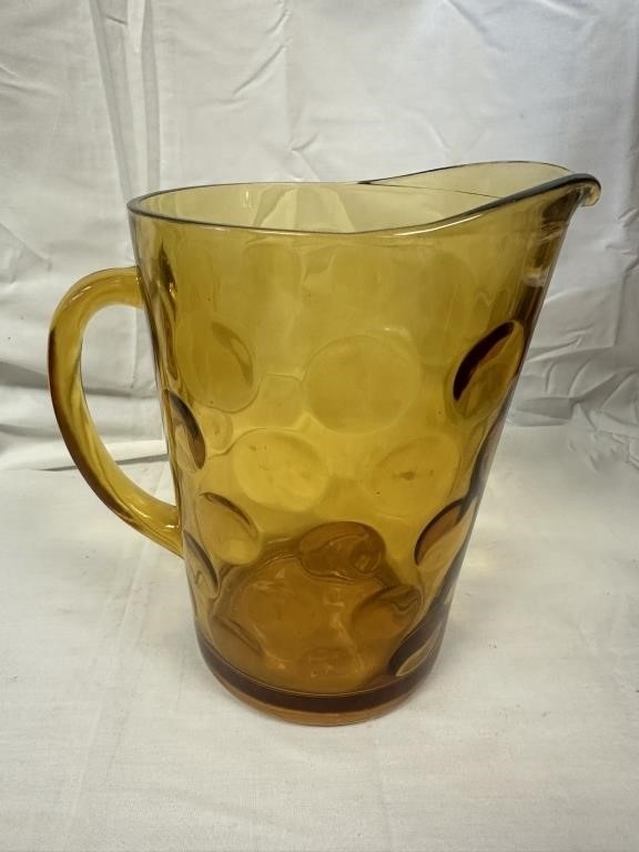 Amber Coin Dot Vintage Glass Pitcher