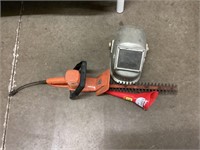 Welding Mask, Hedge Trimmer and Funnel