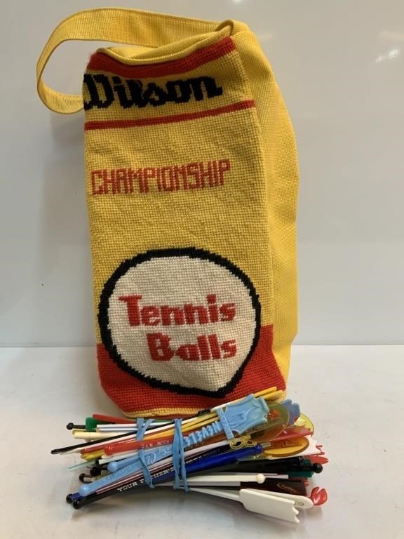 Vintage Wilson Tennis Bag and Swizzle Sticks