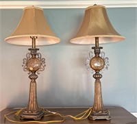 2 ornate lamps - 32" T