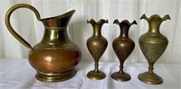 Hammered & Etched Copper Brass Vases