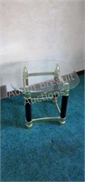 Retro Glass top end table 25 x 25 x 21