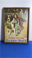 FRAMED GRAPE-NUTS ADVERTISNG PRINT