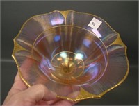 US Glass Pink # 310 Ftd Flared Bowl W/ Gold Trim