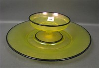 US Glass Topaz # 320 Cheese & Cracker Set