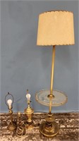 Floor Lamp; (3) Vintage Brass Lamps; Metal Stand