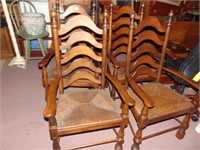 Rush Seat Ladder back arm chairs 45.5" H x 2' W