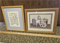 (2) Framed Pictures- 1990 Pat Pearson Bear &