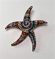 Large Starfish Multi-Jeweled Brooch 8 Grams