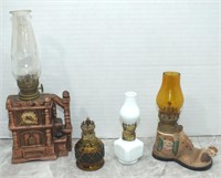 4 SMALL OIL LAMPS
