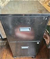 2 Drawer Black File Cabinet on Wheels