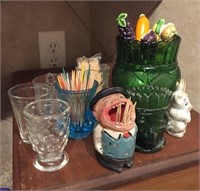Glass and Figural Toothpick Holders