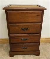 4 DRAWER END TABLE- NEEDS BRASS