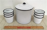 ENAMEL CANNISTER AND CUP SET
