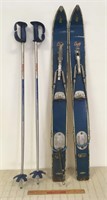 VINTAGE SKIS AND POLES- GREAT DECOR