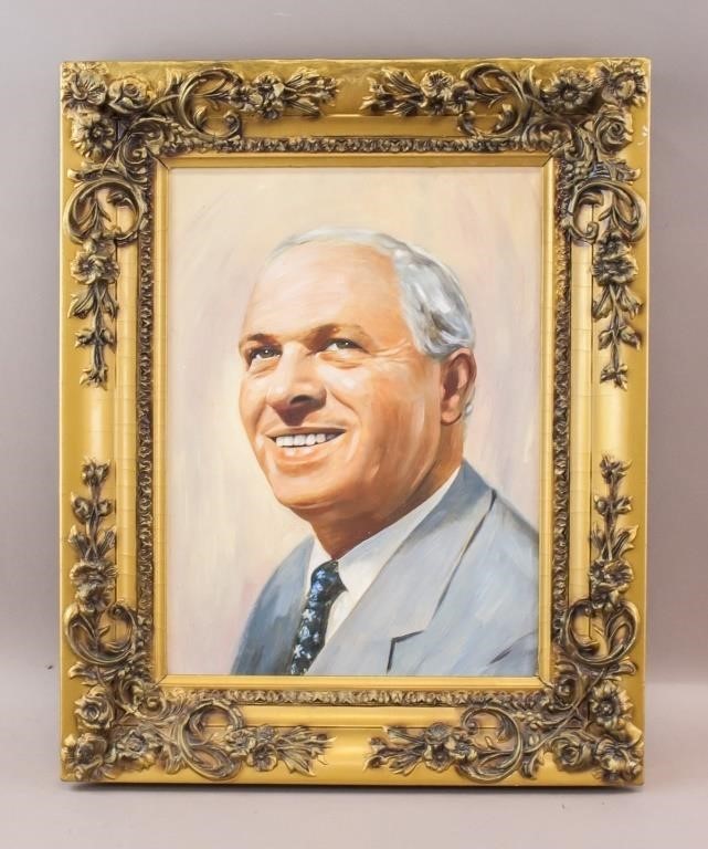 Framed Oil on Board Politician Portrait