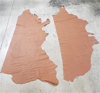 Pair of brown leather hides