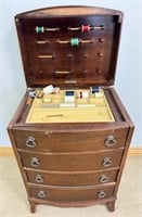 NICE 1940'S MAH 4 DRAWER LIFT TOP SEWING STAND