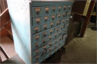 Wood Parts Cabinet w/Pull Out Drawers w/Items